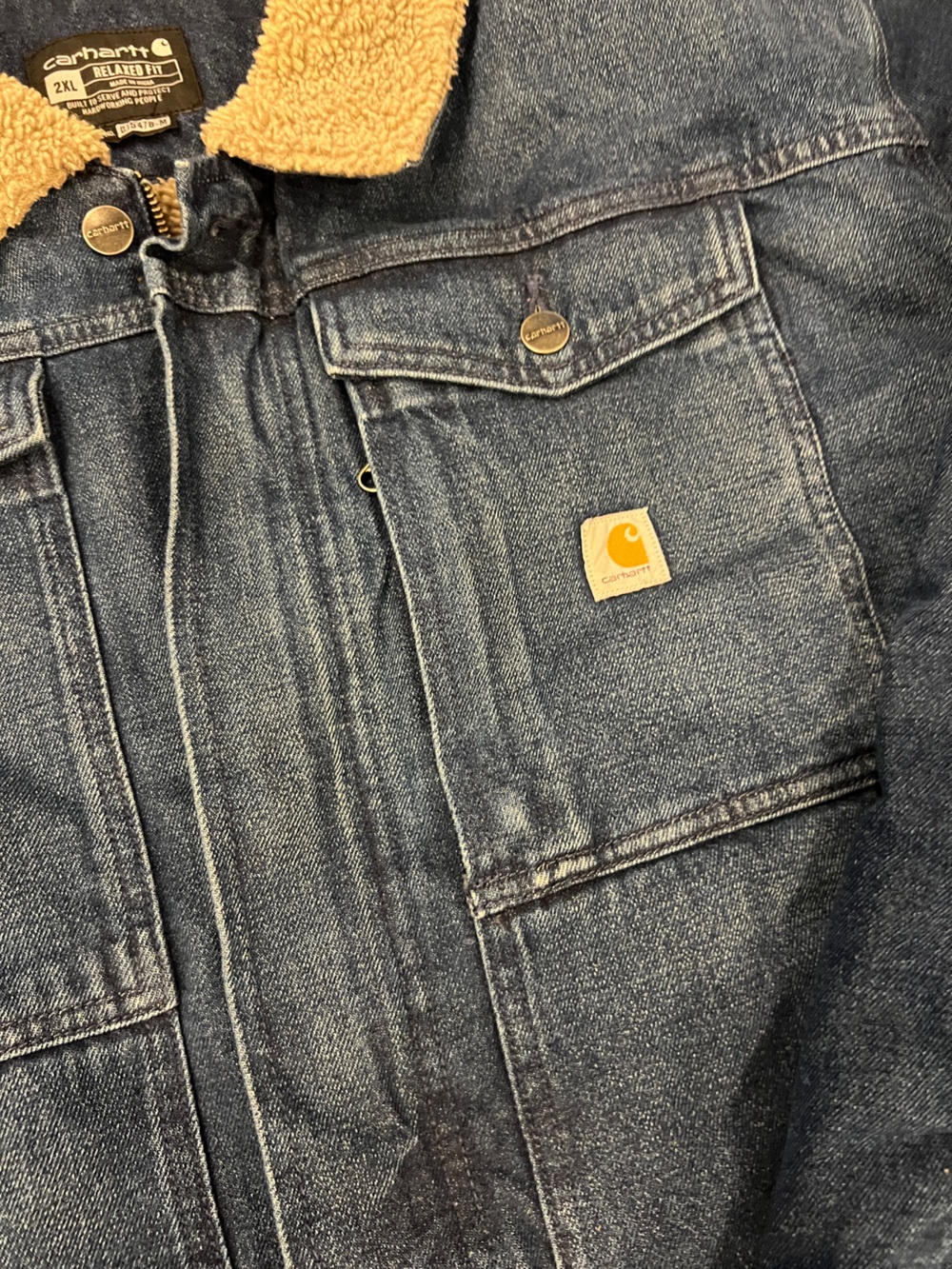 Carhartt Blue Denim Sherpa-Lined Jacket - Picture 7 of 9